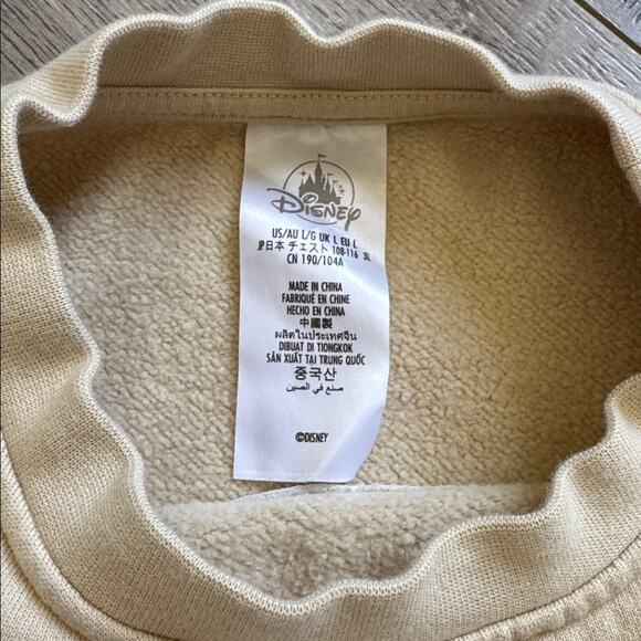 Disney Parks Mickey Mouse Peace Sign Beige Crewneck Sweatshirt Size L - Picture 5 of 6